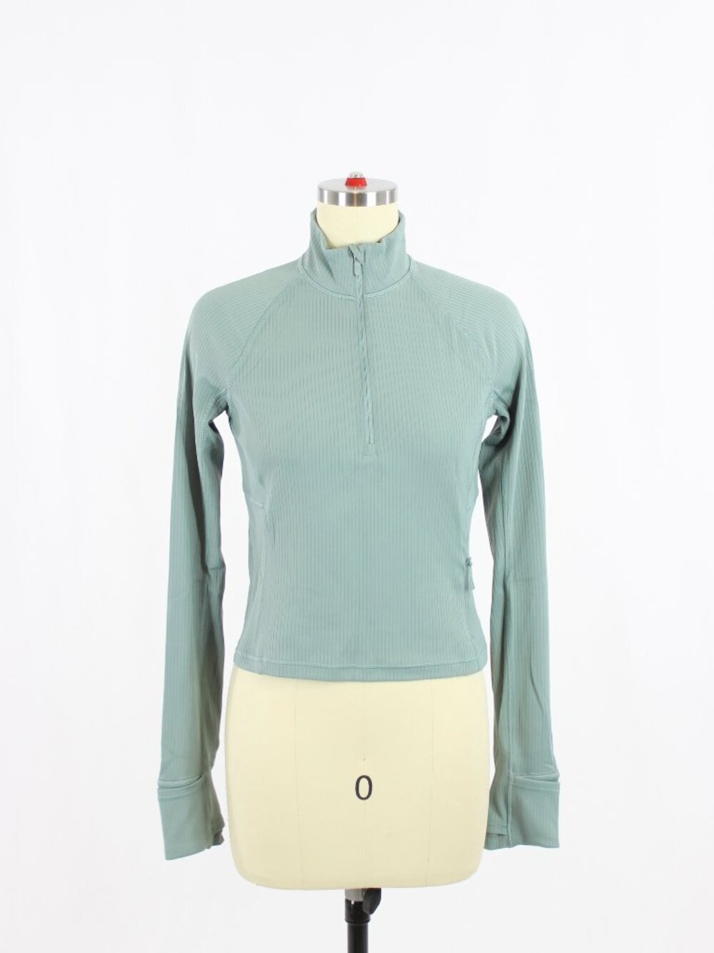 LULULEMON It's Rulu Ribbed Crater Blue Green 1/4 Zip Jacket, Size S